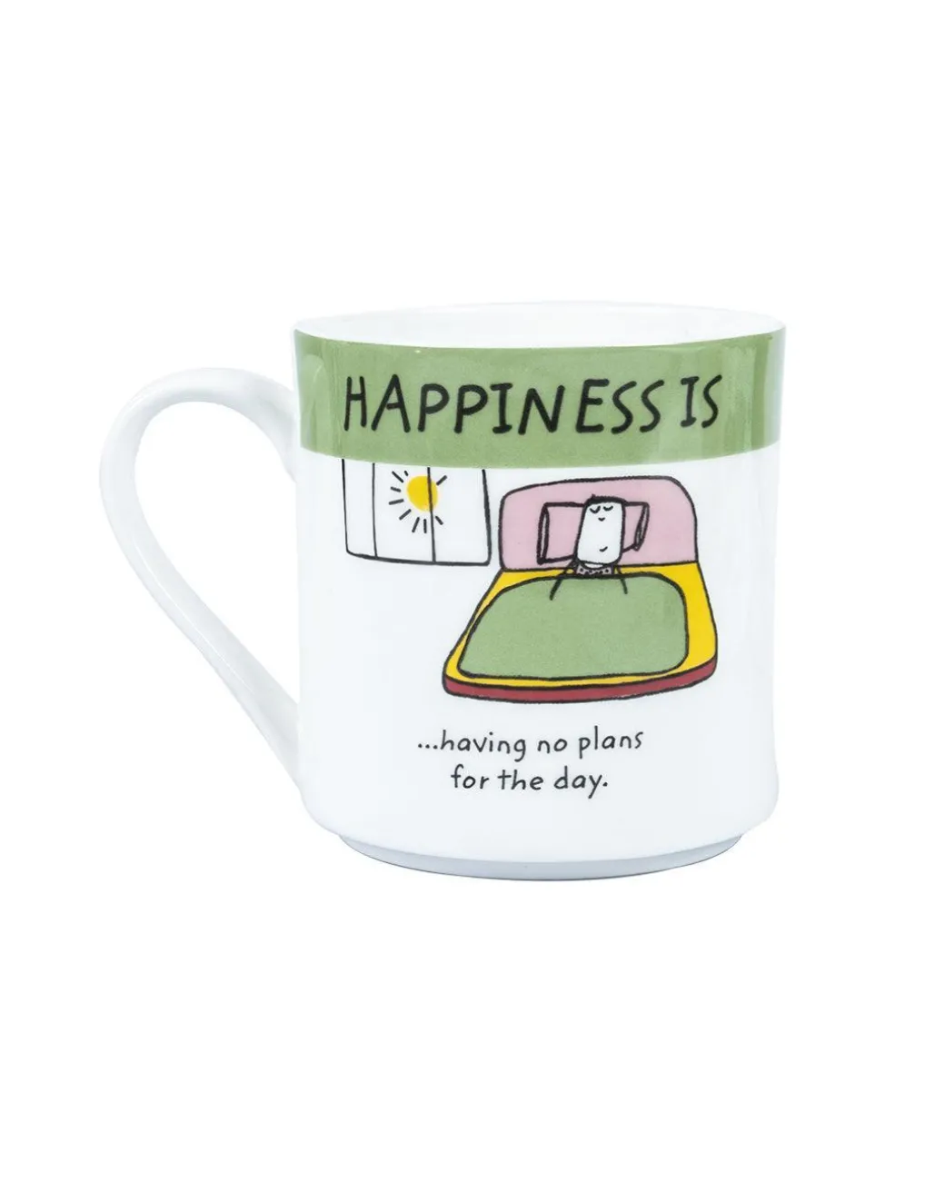 'HAPPINESS IS' Ceramic Coffee Mugs (Set of 4, 340 mL)