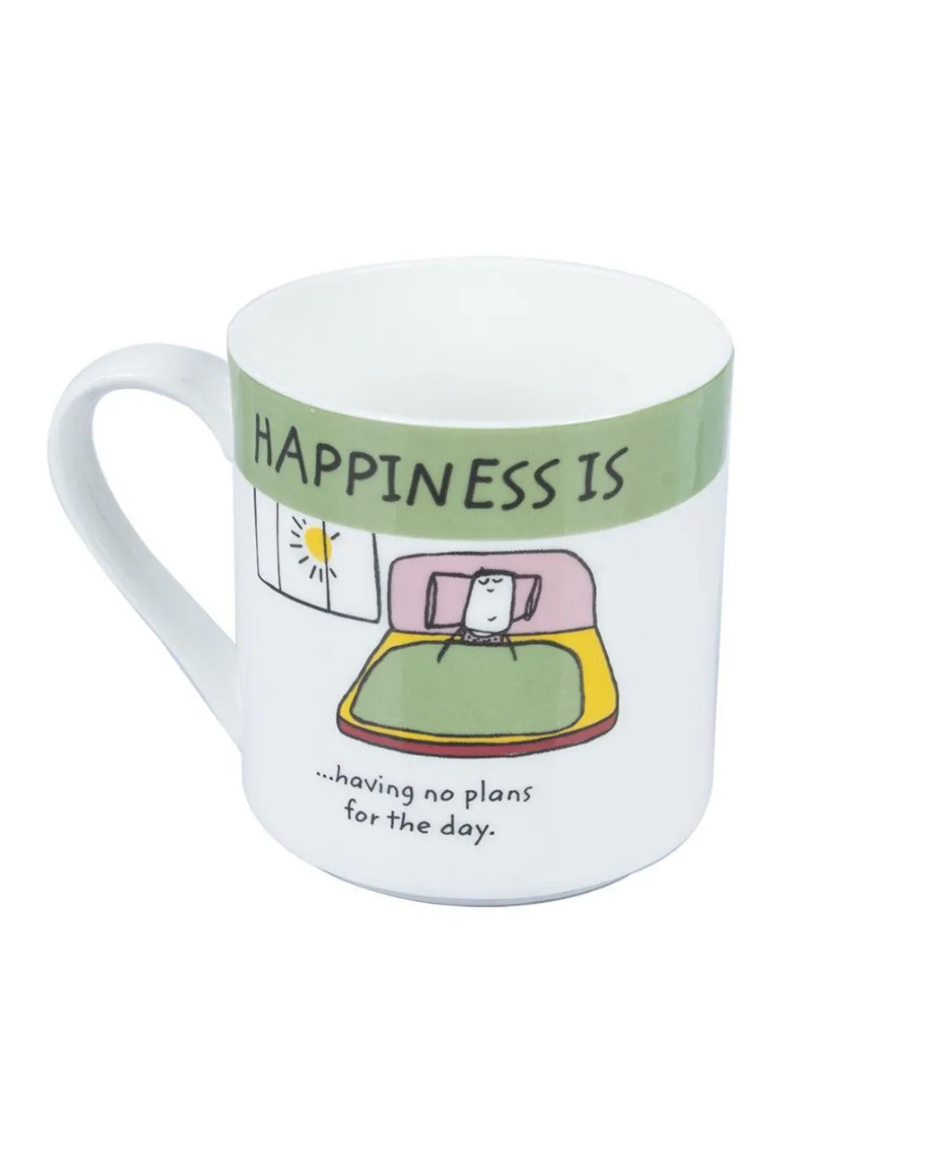 'HAPPINESS IS' Ceramic Coffee Mugs (Set of 4, 340 mL)