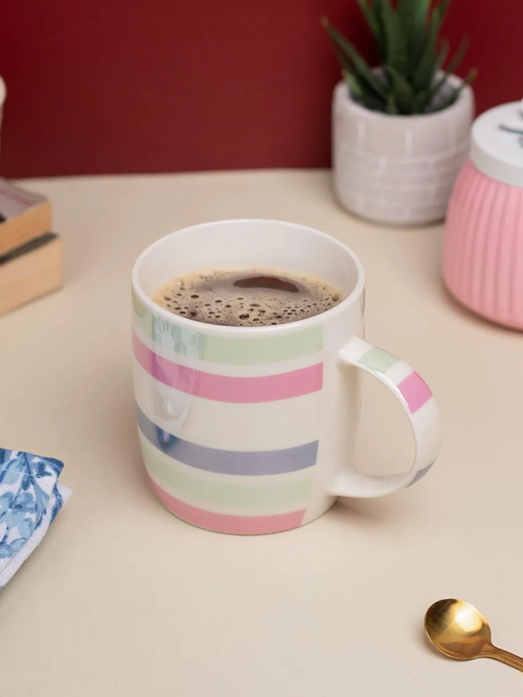 Horizontal Stripes Pattern Coffee Mug - 350mL, Multi