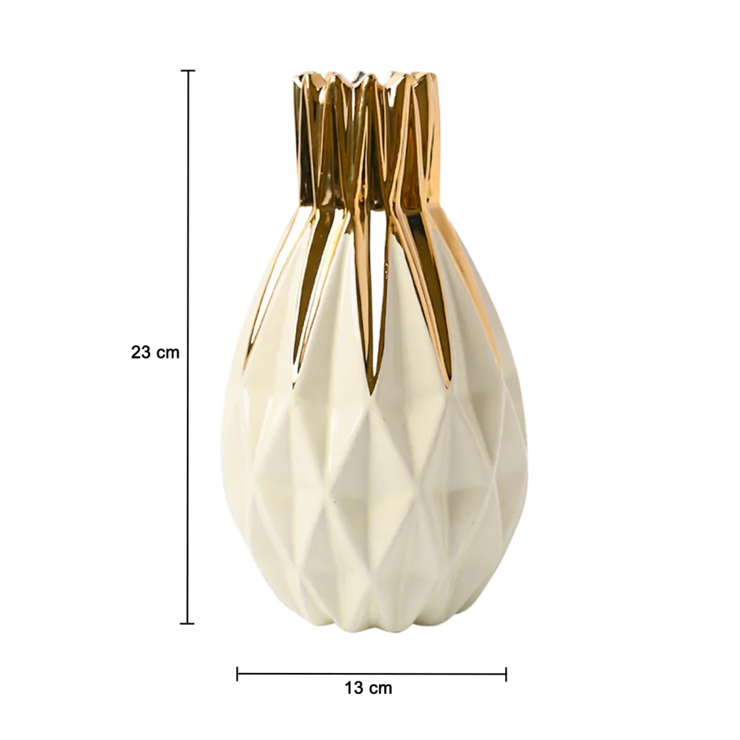 Ivory & Golden Geometric Vase