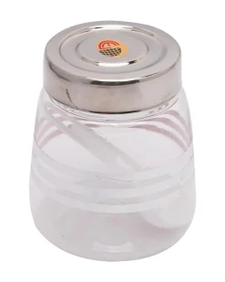 Jars, Transparent & Silver, Plastic, Set of 6, 200 mL