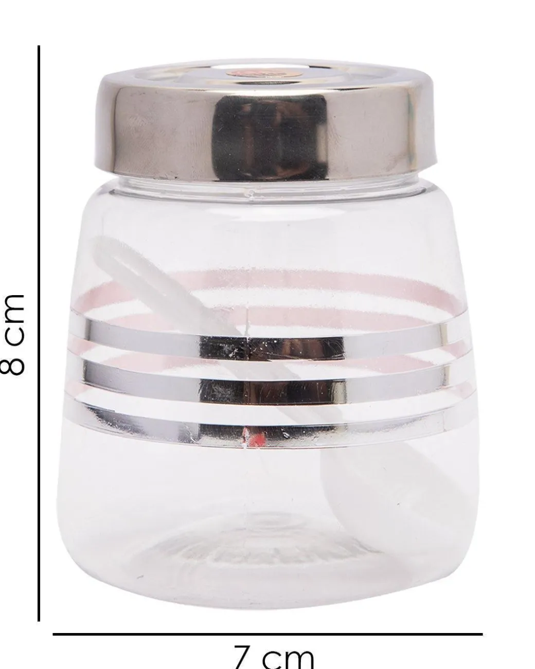 Jars, Transparent & Silver, Plastic, Set of 6, 200 mL