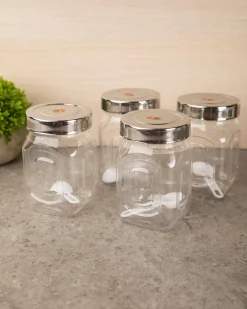 Jars, Transparent, Plastic, Set of 4, 500 mL