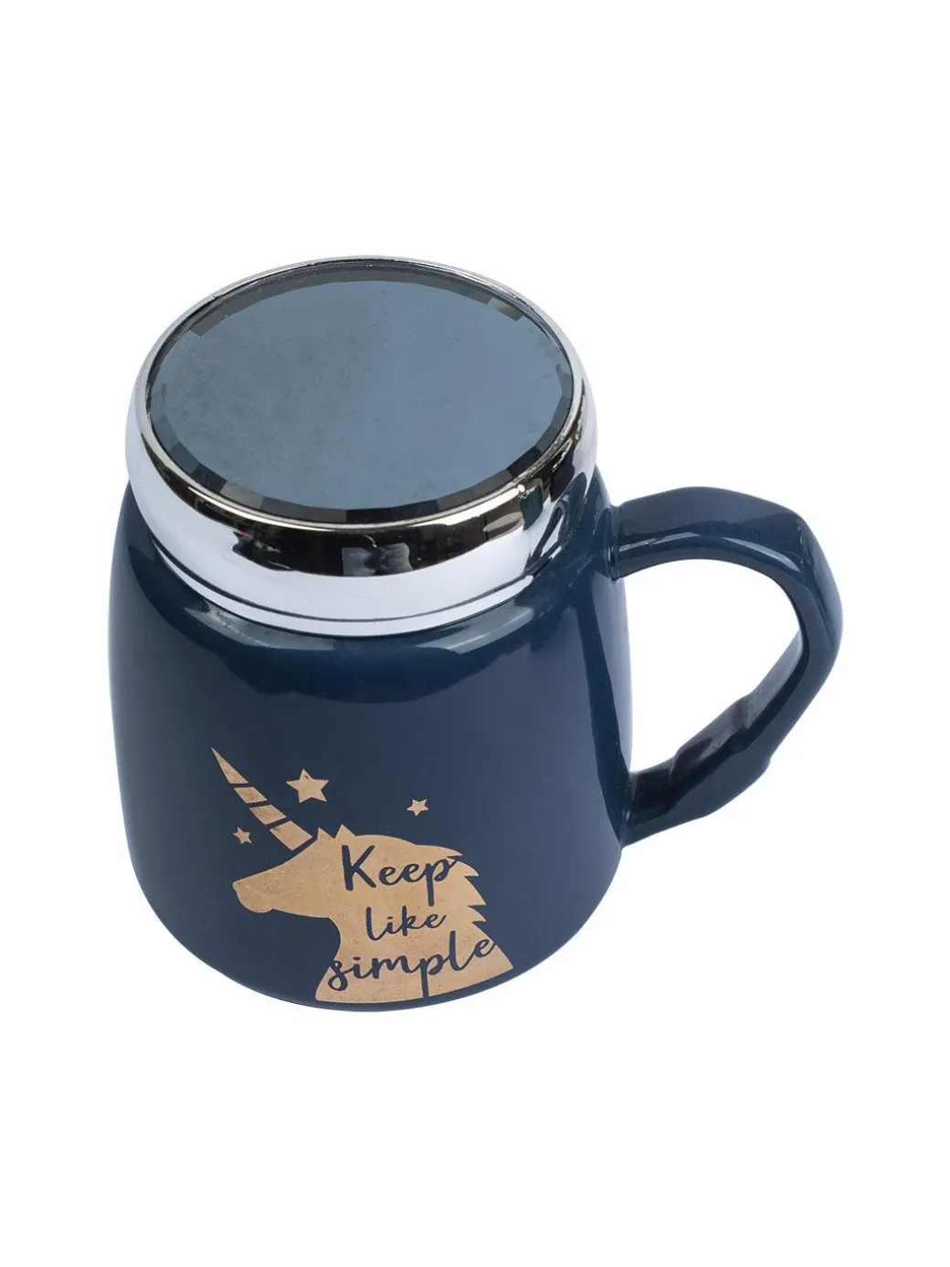 Keep Like Simple' Coffee Mug With Lid - Blue, 360Ml