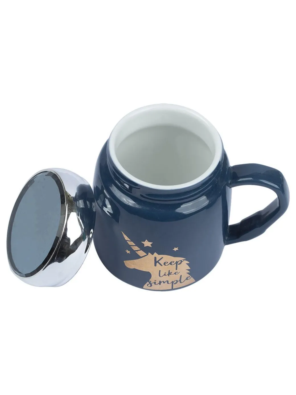 Keep Like Simple' Coffee Mug With Lid - Blue, 360Ml