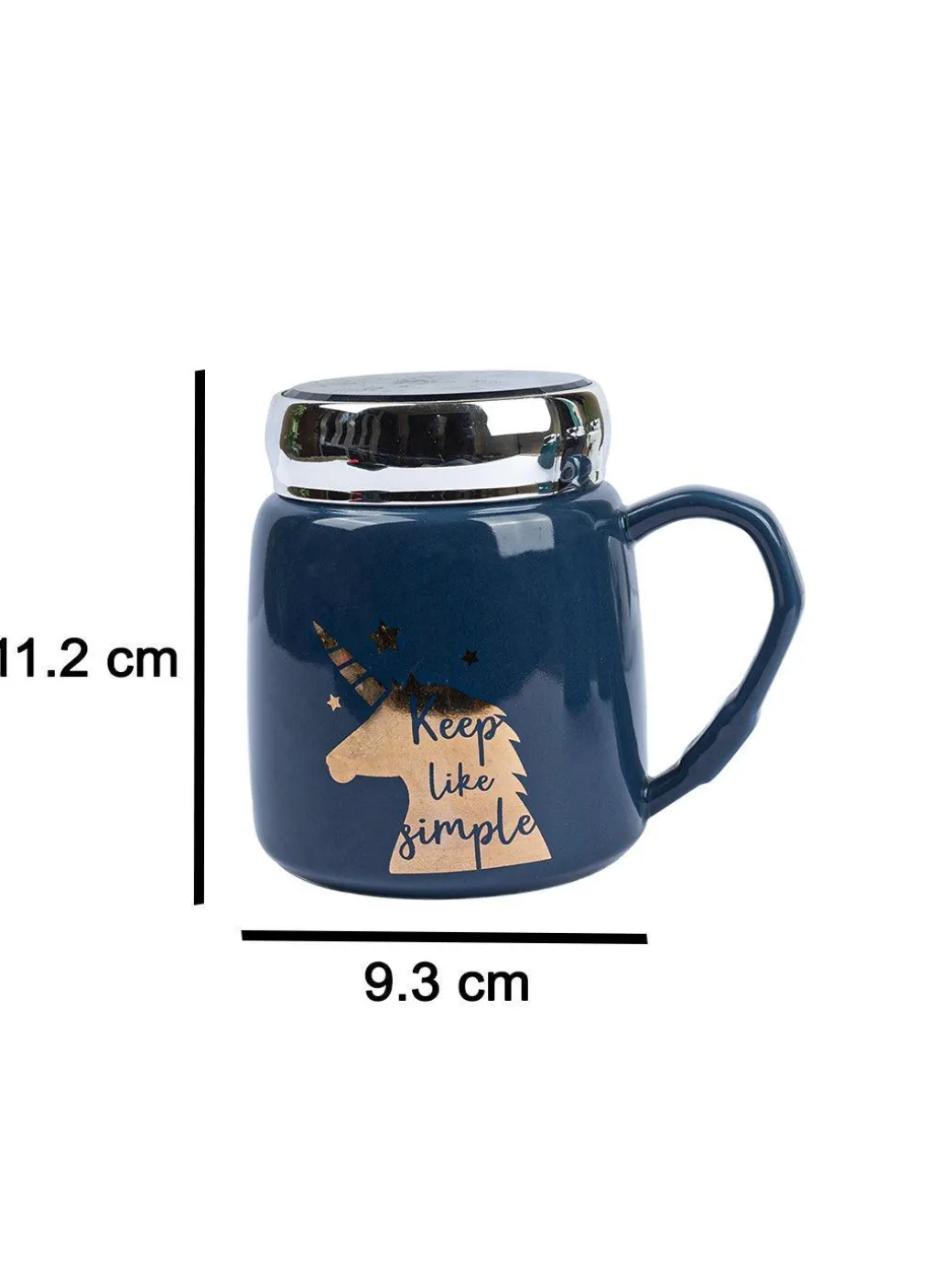 Keep Like Simple' Coffee Mug With Lid - Blue, 360Ml