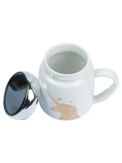 Keep Like Simple' Coffee Mug With Lid - White, 360Ml