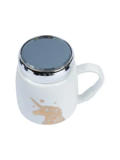 Keep Like Simple' Coffee Mug With Lid - White, 360Ml