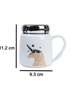 Keep Like Simple' Coffee Mug With Lid - White, 360Ml
