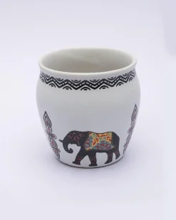 Kulhads, Hand Painted, Handmade, Indian Traditional Style Kulhad, Off White Colour, Ceramic, Set of 6, 130 mL