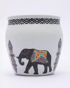 Kulhads, Hand Painted, Handmade, Indian Traditional Style Kulhad, Off White Colour, Ceramic, Set of 6, 130 mL