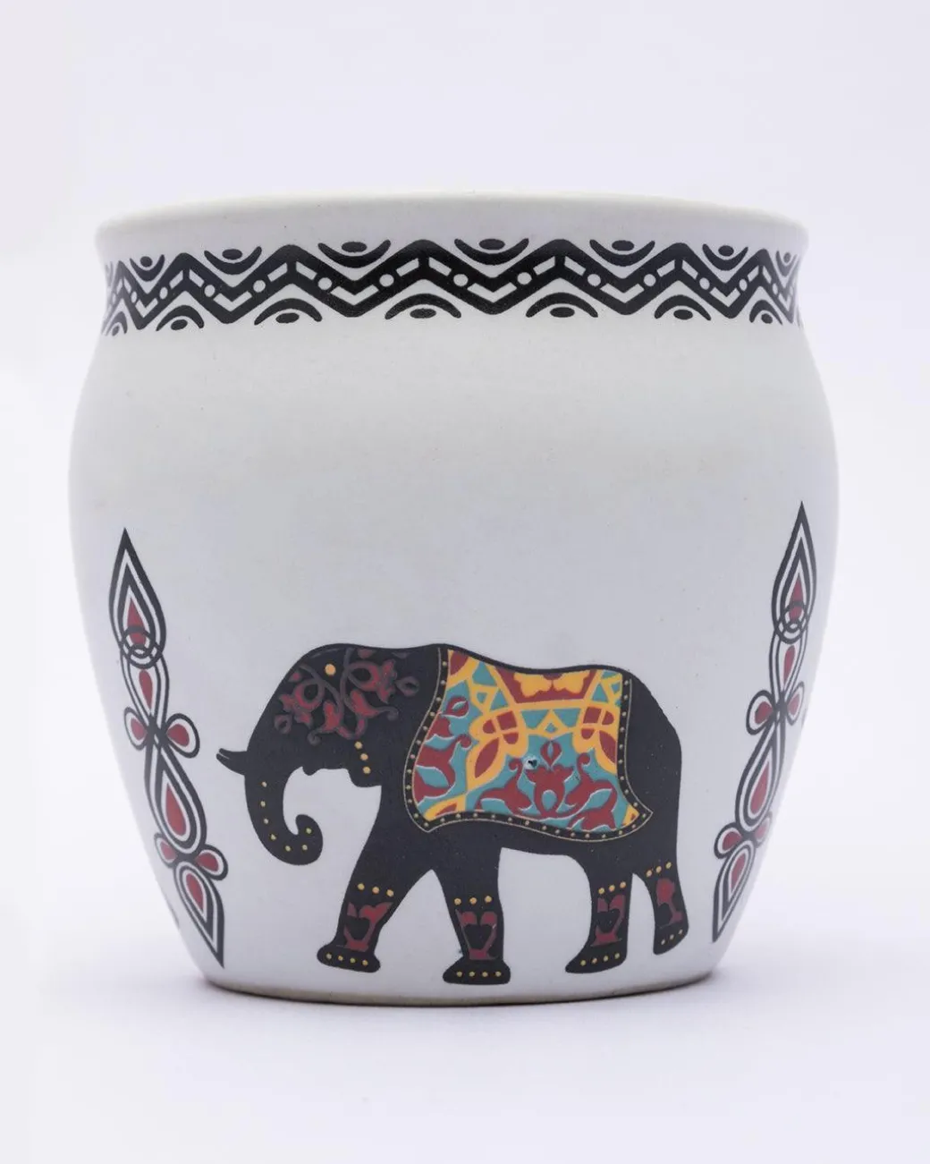Kulhads, Hand Painted, Handmade, Indian Traditional Style Kulhad, Off White Colour, Ceramic, Set of 6, 130 mL