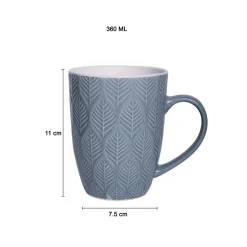 Lagoon Ceramic Mug - 360Ml, Leaf Pattern