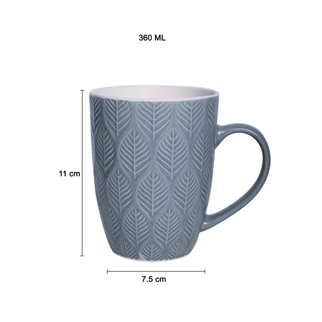 Lagoon Ceramic Mug - 360Ml, Leaf Pattern