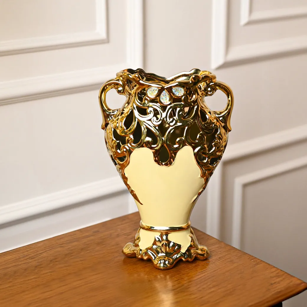 Large Rococo Ceramic Floor Vase