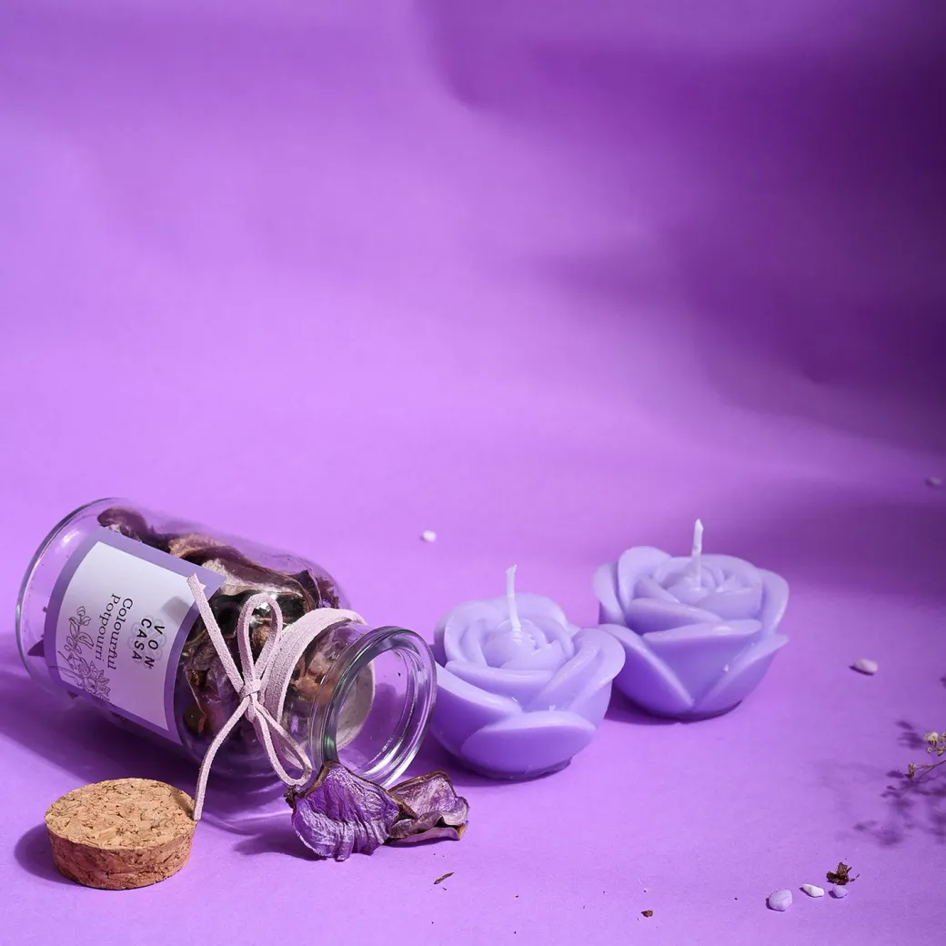 Lavender Flower Candles & Potpourri Set