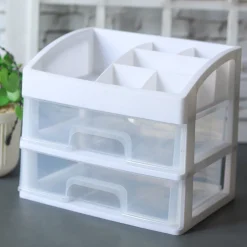 2-Layer White Table Mini Drawer Organiser