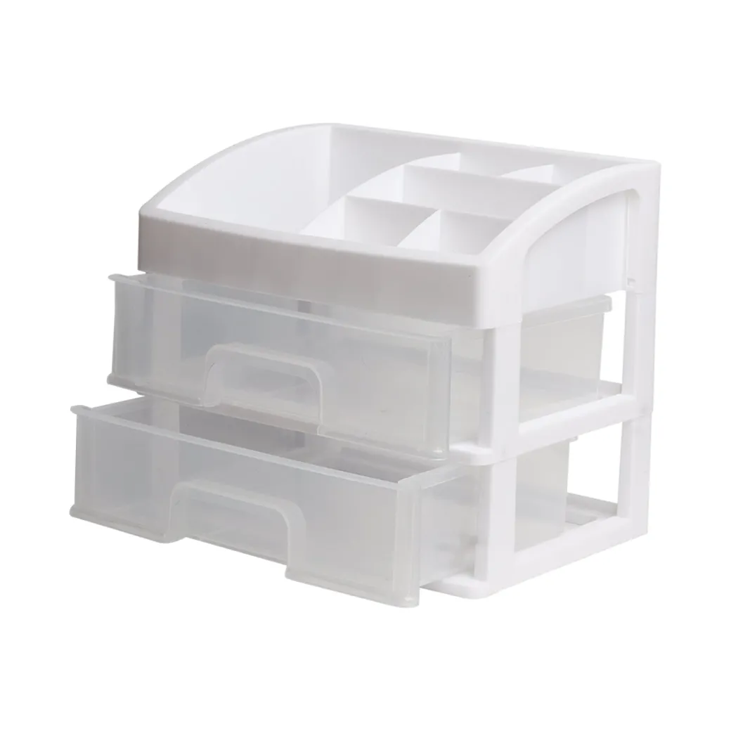 2-Layer White Table Mini Drawer Organiser