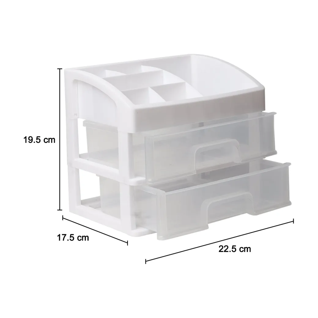 2-Layer White Table Mini Drawer Organiser