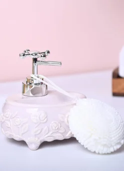 Light Pink Kitchen Dispenser Set with Scrubber - Oval Shape