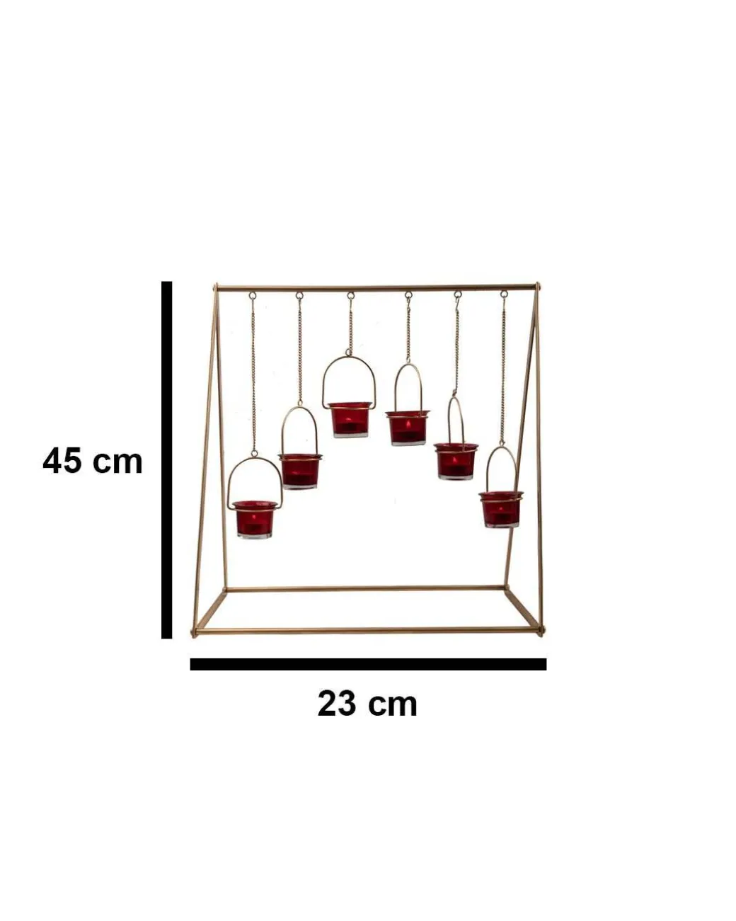 Lighting Hanging Votive T-Light Holder, 6 Votives, Diwali Lighting, Golden Colour, Iron