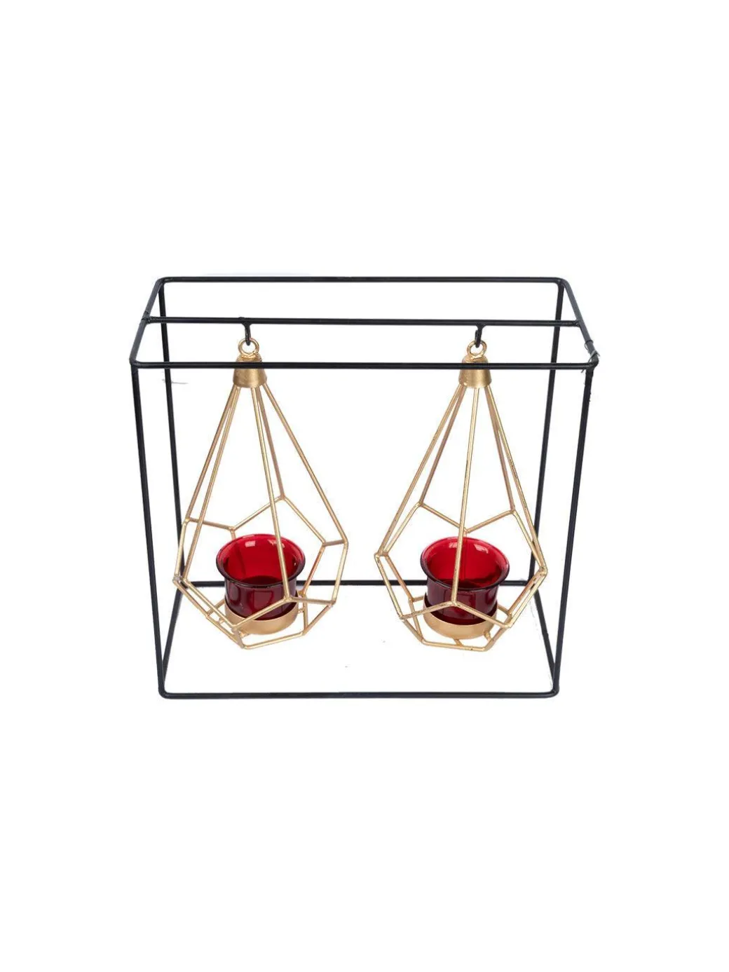 Lighting Nordic Hanging Votive Holder, Diwali Special, Black & Gold, Iron
