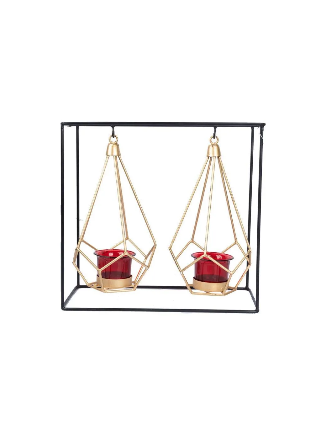 Lighting Nordic Hanging Votive Holder, Diwali Special, Black & Gold, Iron