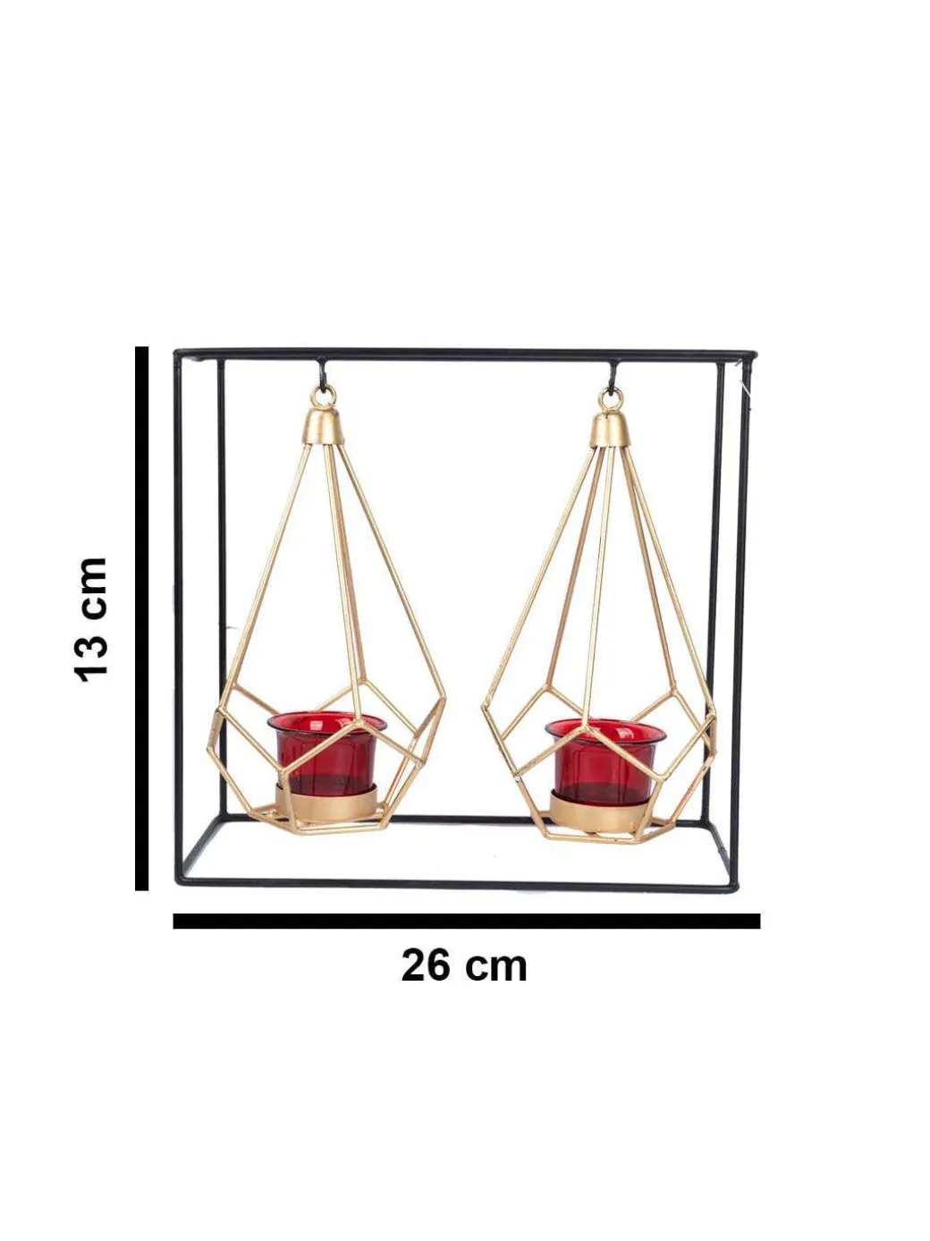 Lighting Nordic Hanging Votive Holder, Diwali Special, Black & Gold, Iron