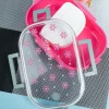 Lunch Box, Floral Print, Pink, Plastic
