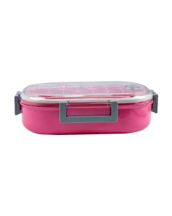 Lunch Box, Floral Print, Pink, Plastic