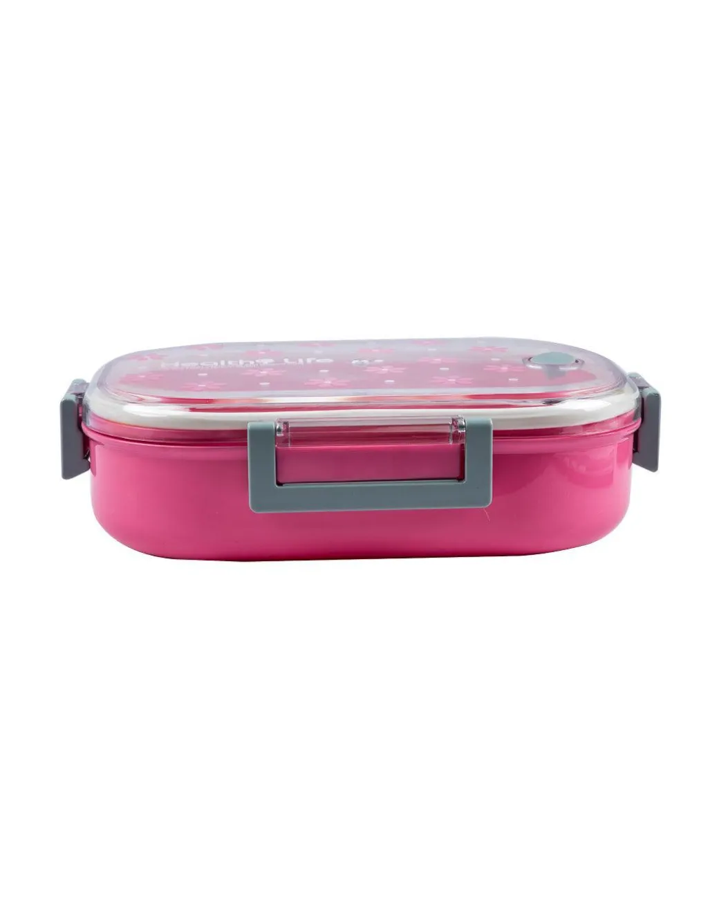 Lunch Box, Floral Print, Pink, Plastic