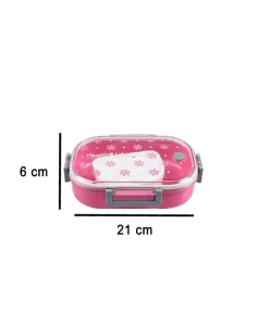Lunch Box, Floral Print, Pink, Plastic