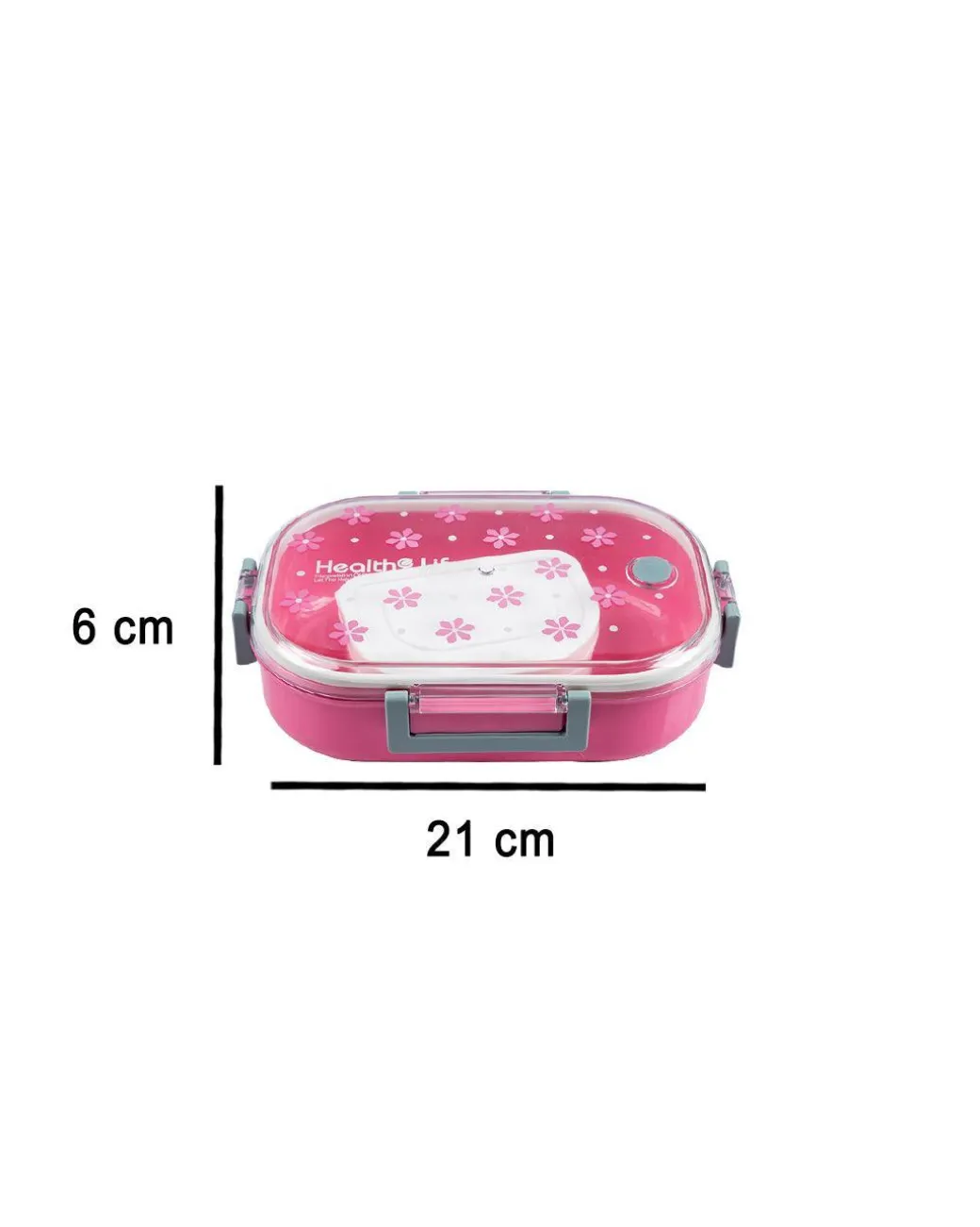 Lunch Box, Floral Print, Pink, Plastic