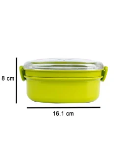 Lunch Box for Kids With Spoon, Frog Design, Green, Plastic