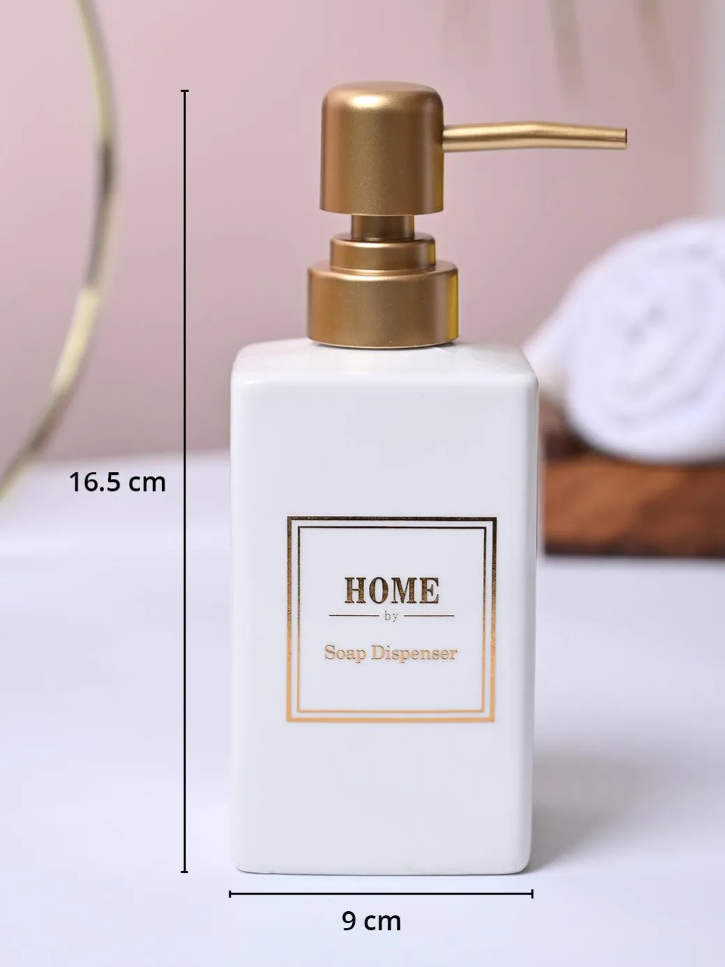 Luxe White & Gold Ceramic Soap Dispenser