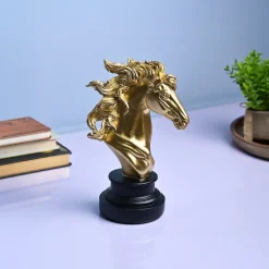 Majestic Horse Decor Object - Golden & Black Elegance