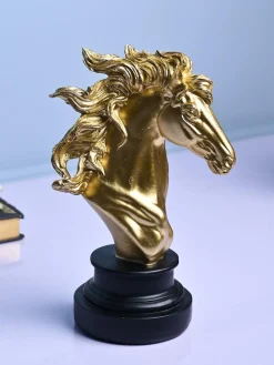 Majestic Horse Decor Object - Golden & Black Elegance