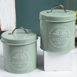 Market99 Biscuits & Namkeen Storage Jar with Lid - Set Of 2, Each 1300 mL