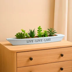 Market99 Blue Boat-Shaped Plastic Flower Pot
