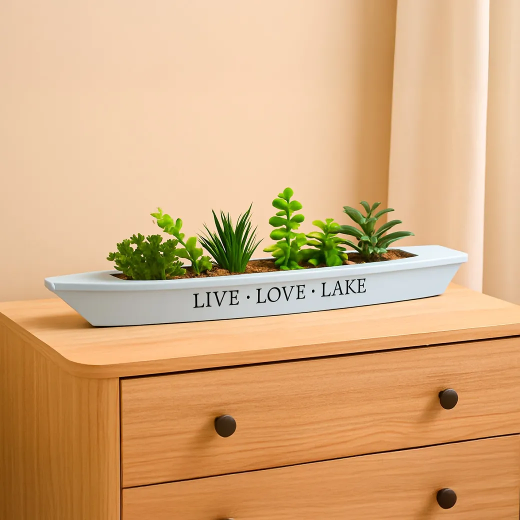 Market99 Blue Boat-Shaped Plastic Flower Pot