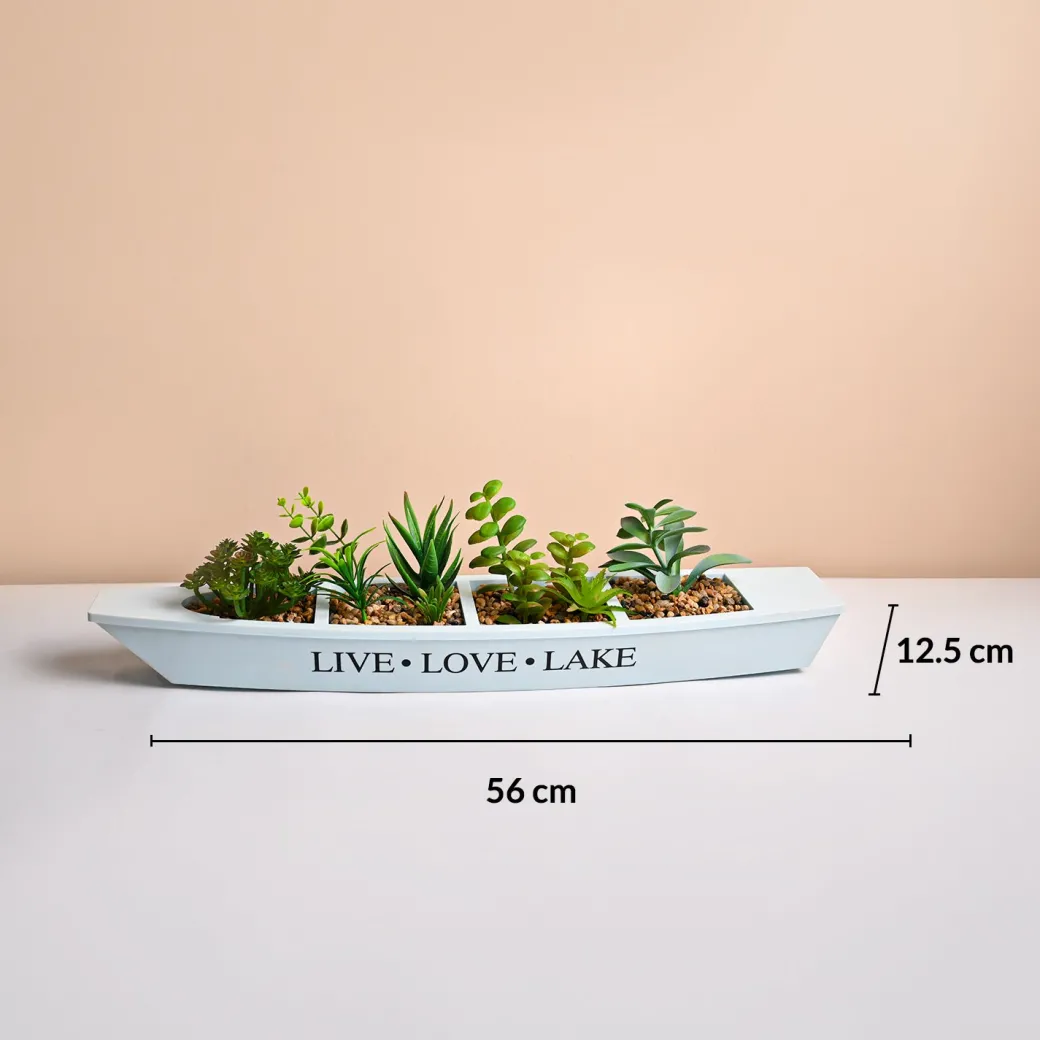 Market99 Blue Boat-Shaped Plastic Flower Pot