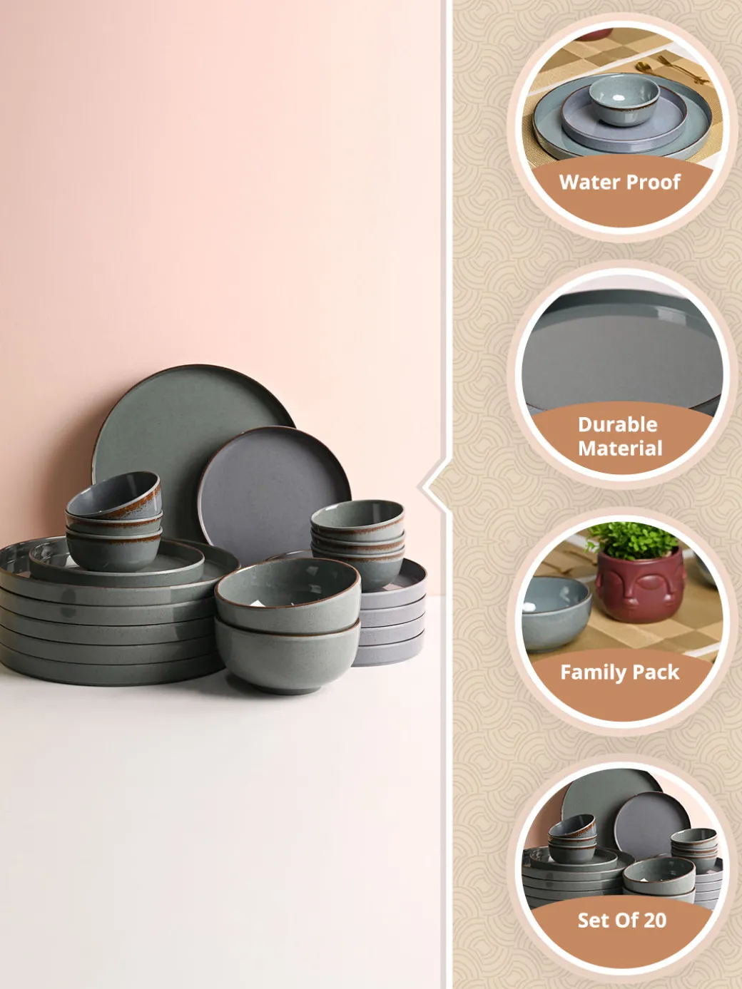 Market99 Blue Haven Plato Dinner Set - 20 Pcs
