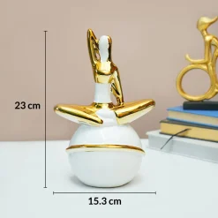 MARKET99 Ceramic Abstract Figurine Decor Object in White & Golden