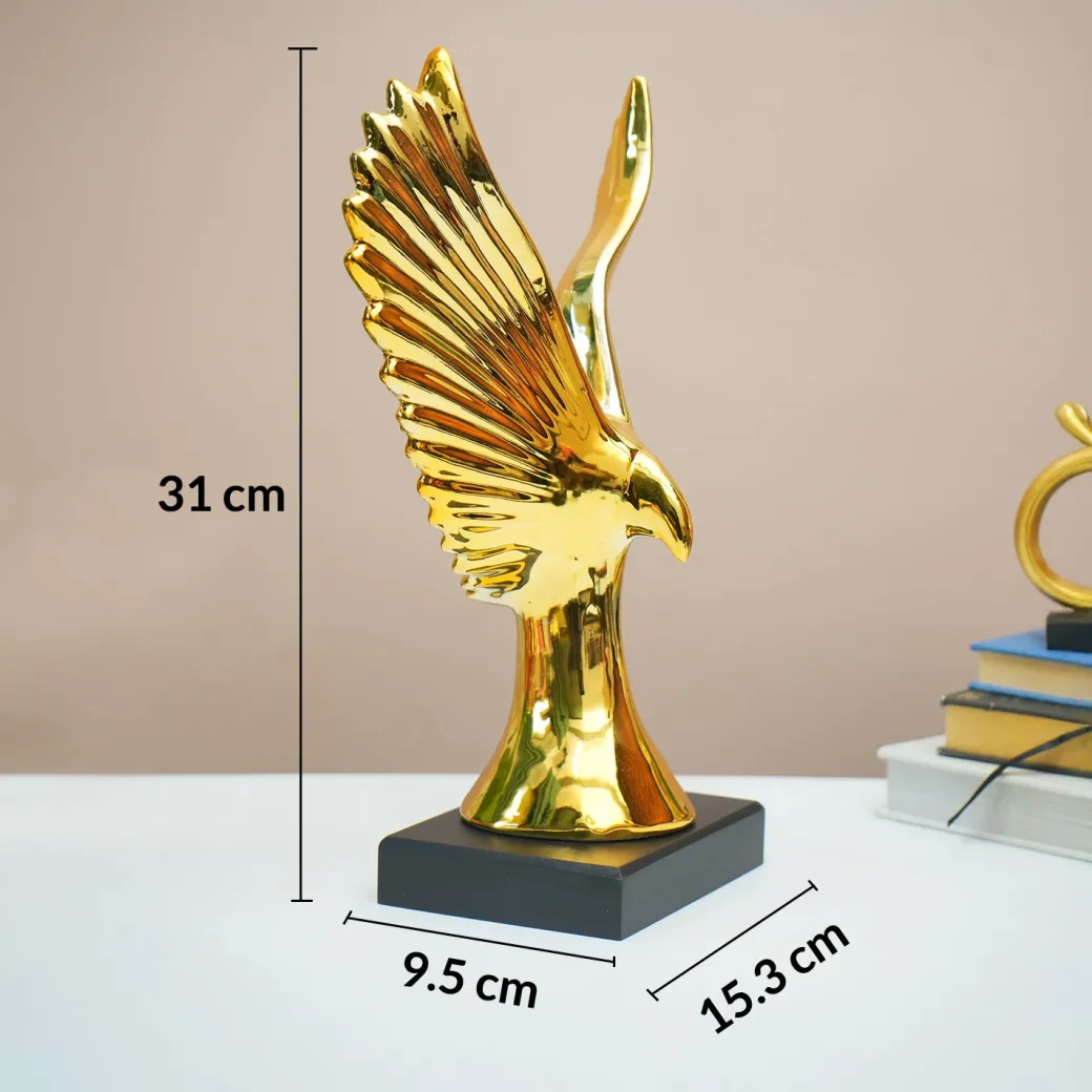 MARKET99 Ceramic Decor Object Sculpture Eagle or Phoeni x in Black & Golden