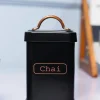 Market99 Chai Jar, Kitchen Decorative, Countertop Metal Storage Jar, Black, Mild Steel | (1 Litre)