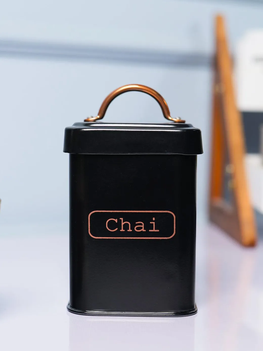 Market99 Chai Jar, Kitchen Decorative, Countertop Metal Storage Jar, Black, Mild Steel | (1 Litre)