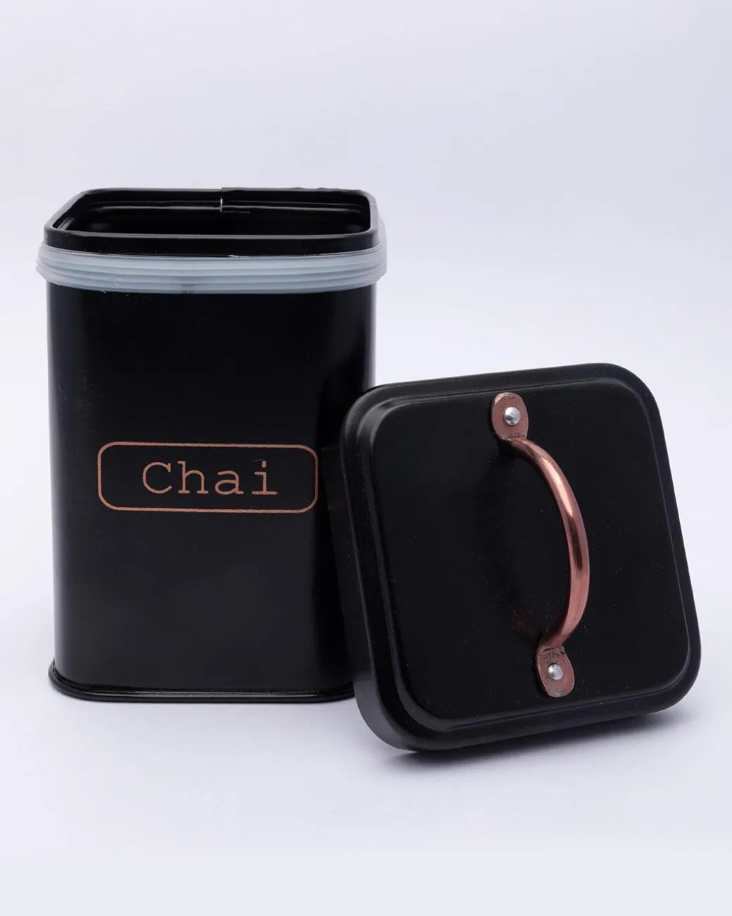Market99 Chai Jar, Kitchen Decorative, Countertop Metal Storage Jar, Black, Mild Steel | (1 Litre)