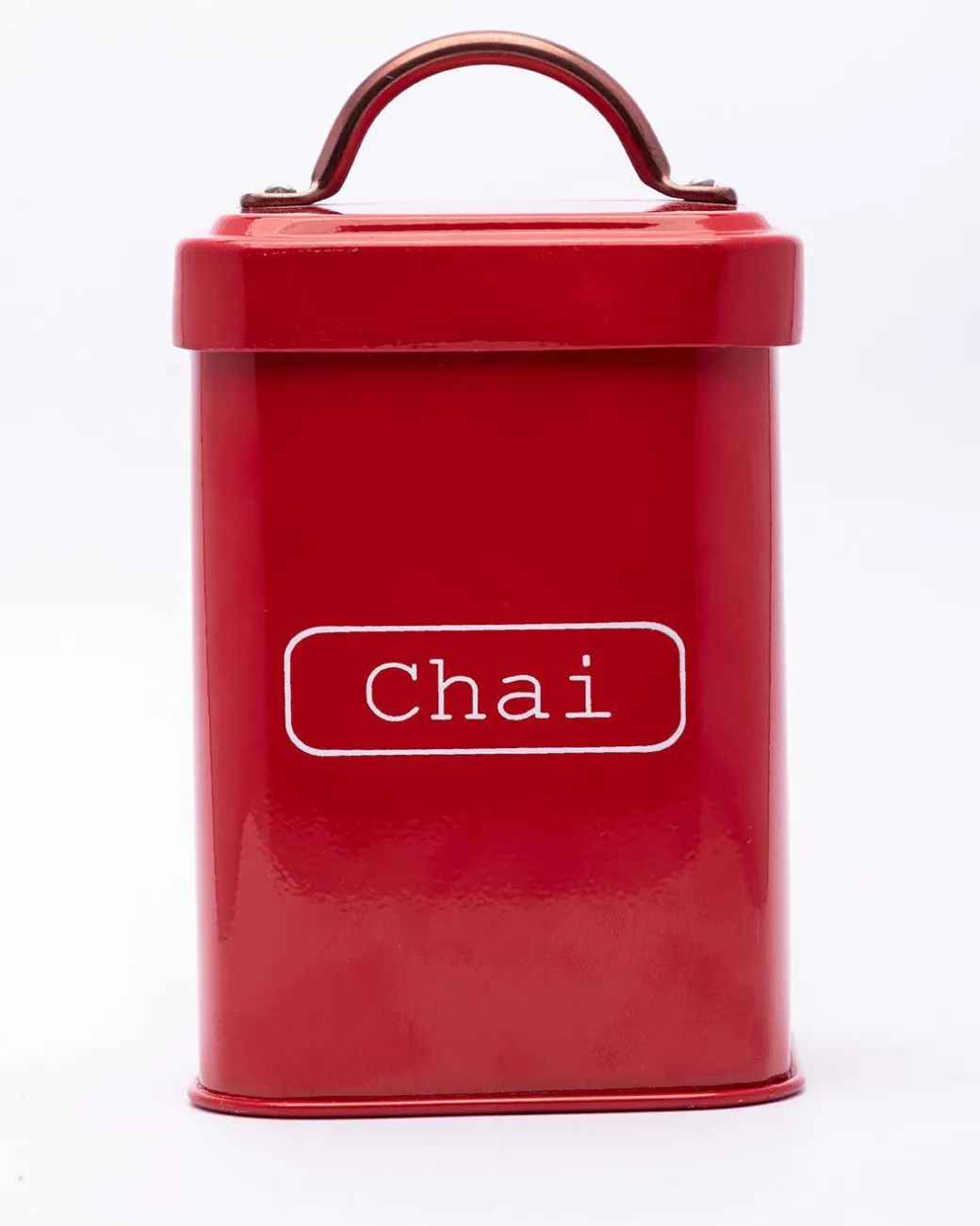 Market99 Chai Jar, Kitchen Decorative, Countertop Metal Storage Jar, Red, Mild Steel | (1 Litre)