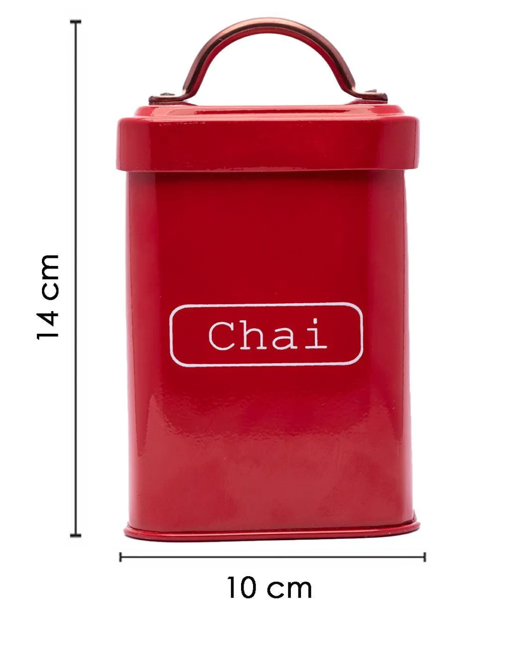 Market99 Chai Jar, Kitchen Decorative, Countertop Metal Storage Jar, Red, Mild Steel | (1 Litre)