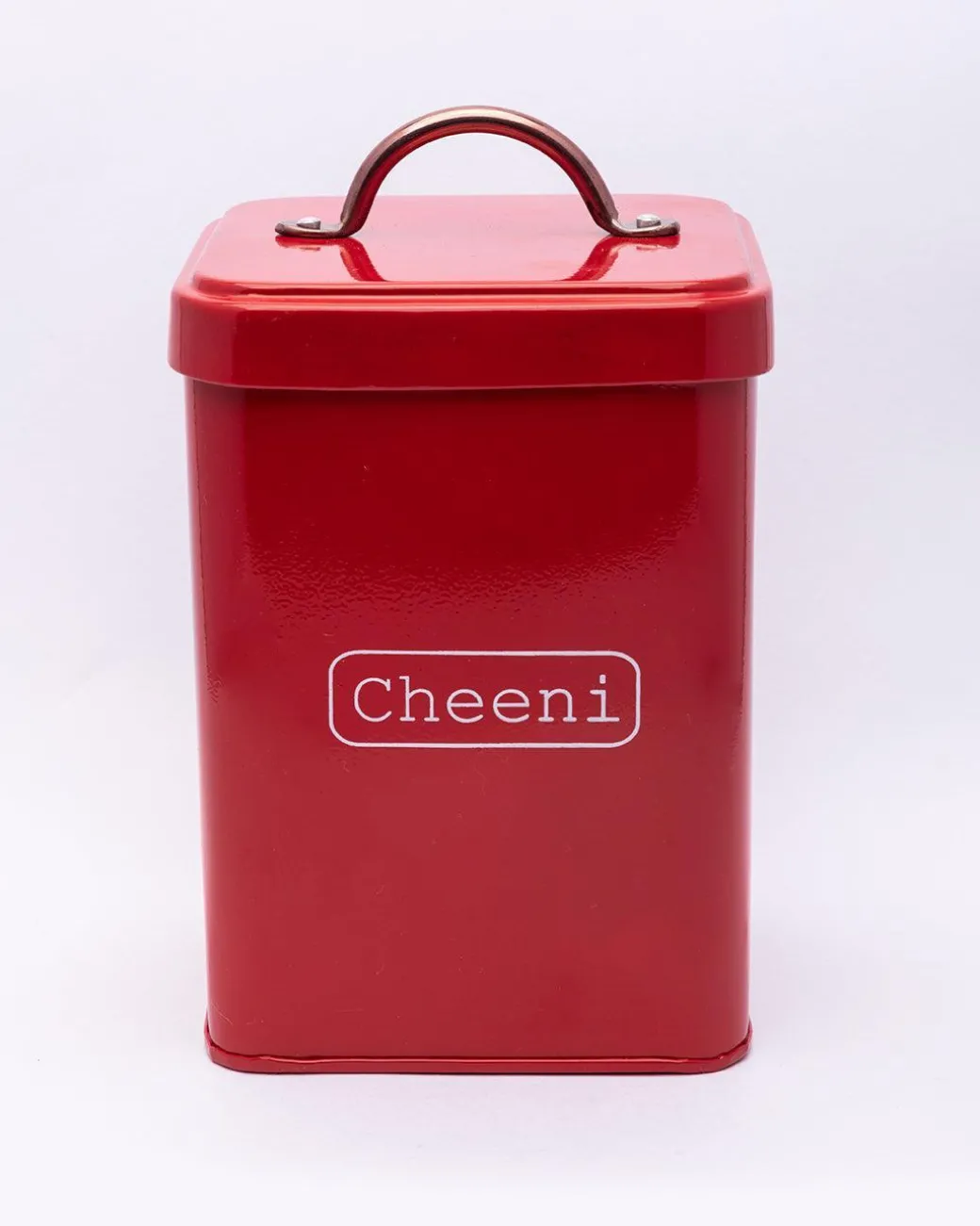 Market99 Cheeni Jar, Kitchen Decorative, Countertop Metal Storage Jar, Red, Mild Steel